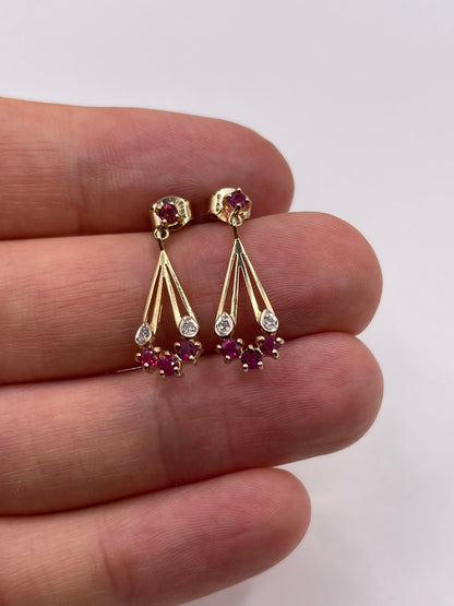 9ct gold ruby and diamond earrings
