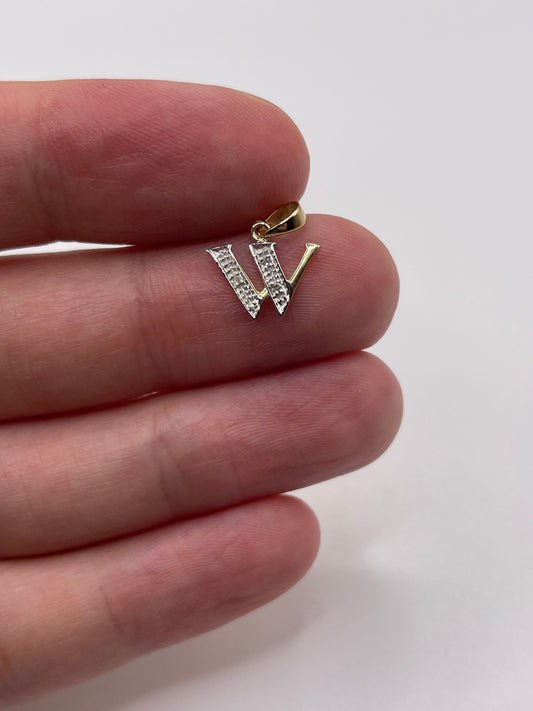 9ct gold diamond initial W pendant