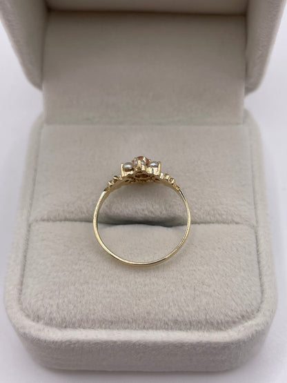 9ct gold coral and pearl ring