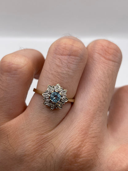 9ct gold topaz and diamond ring