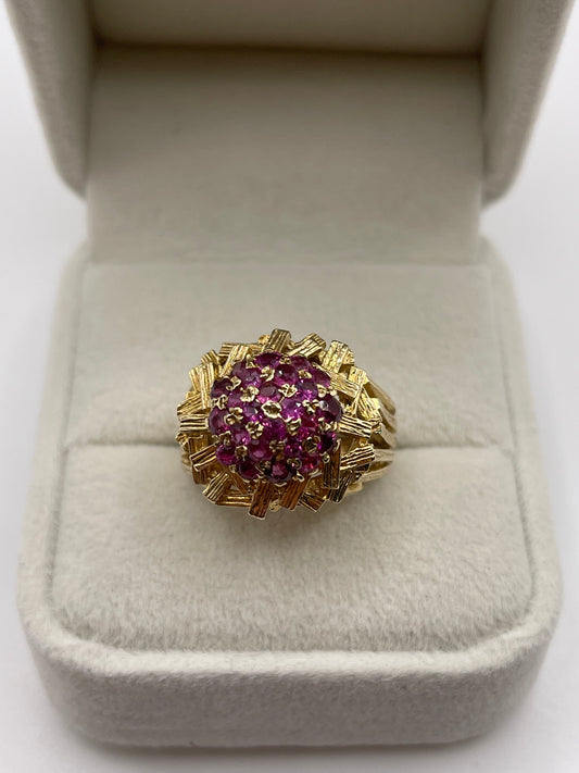 9ct gold ruby cluster ring