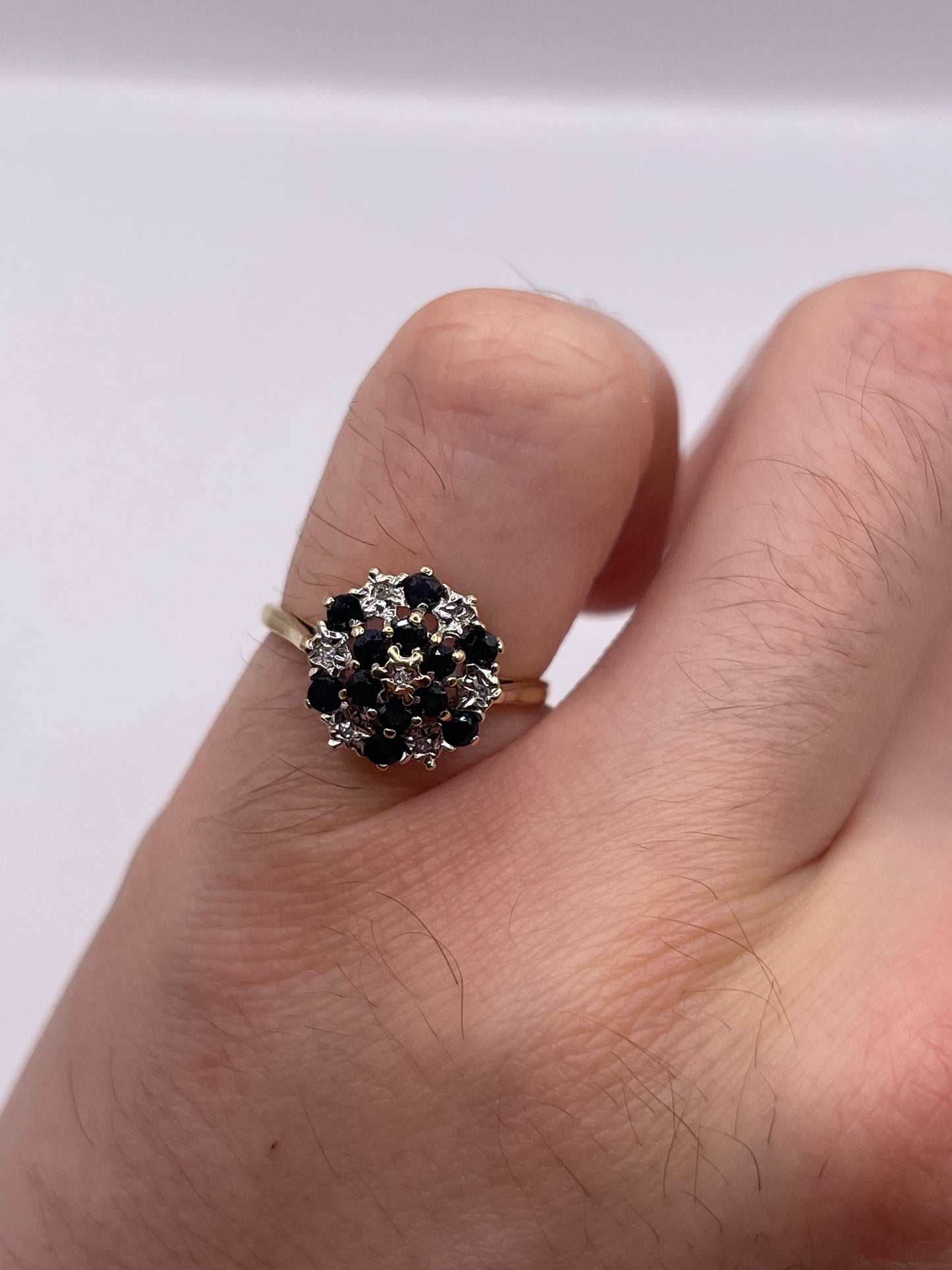 9ct gold sapphire and diamond ring