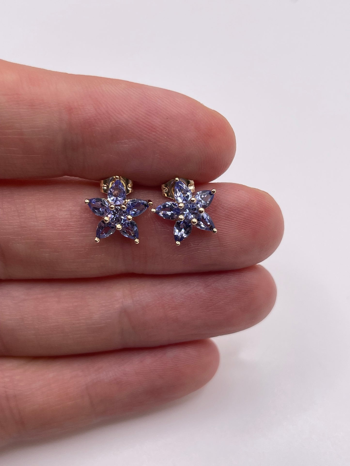 9ct gold tanzanite cluster earrings