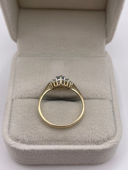 9ct gold aquamarine and diamond ring