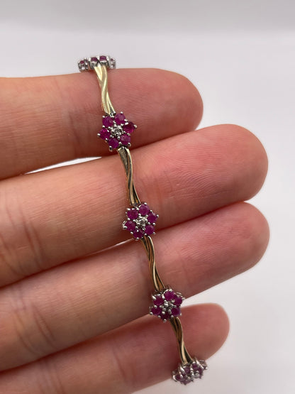 9ct gold ruby and diamond bracelet
