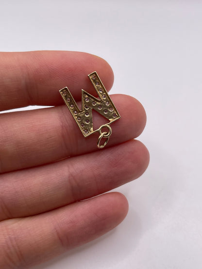 9ct gold cz initial M pendant