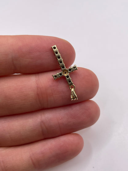 9ct gold sapphire and diamond cross pendant