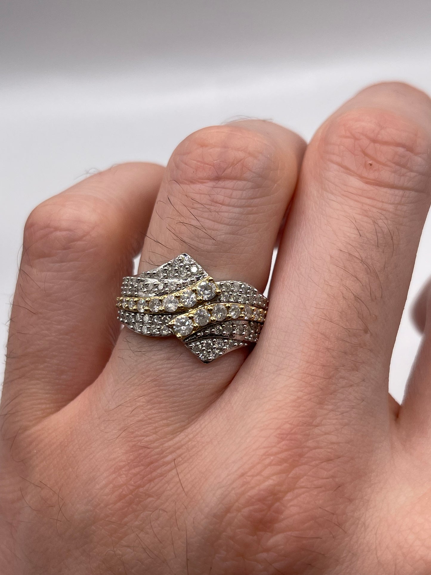 9ct two tone gold diamond cluster ring