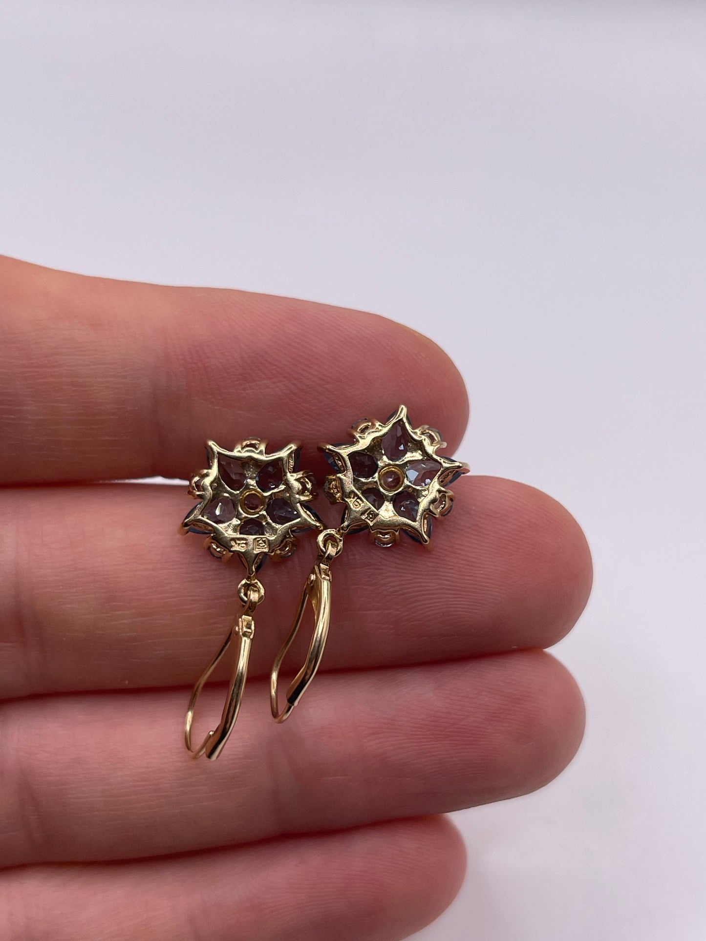 9ct gold blue topaz cluster earrings