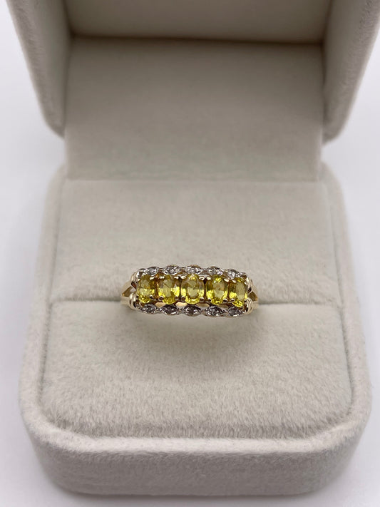 9ct gold yellow sapphire and diamond ring