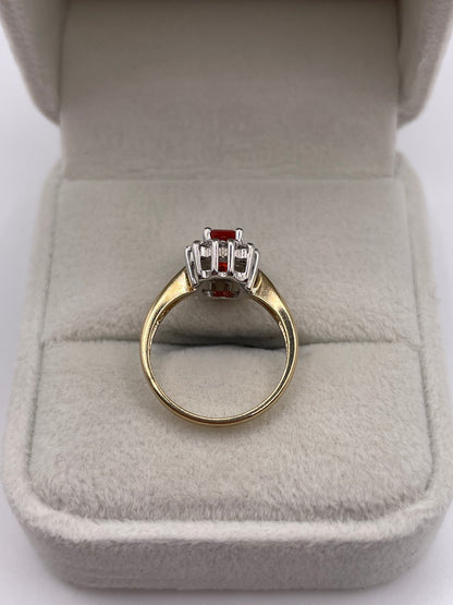 9ct gold fire opal and diamond ring