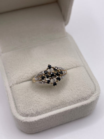 9ct gold sapphire and diamond ring