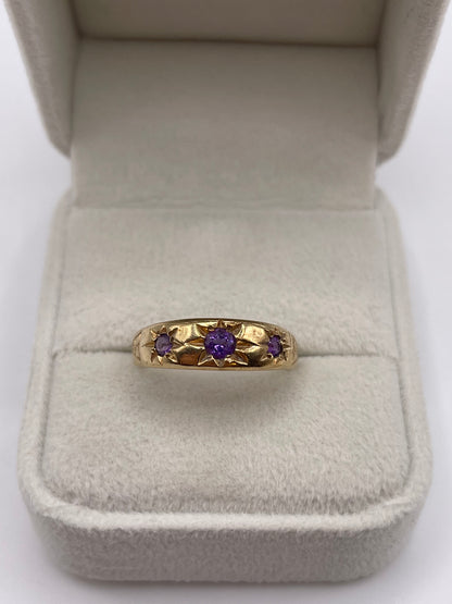 9ct gold amethyst gypsy ring