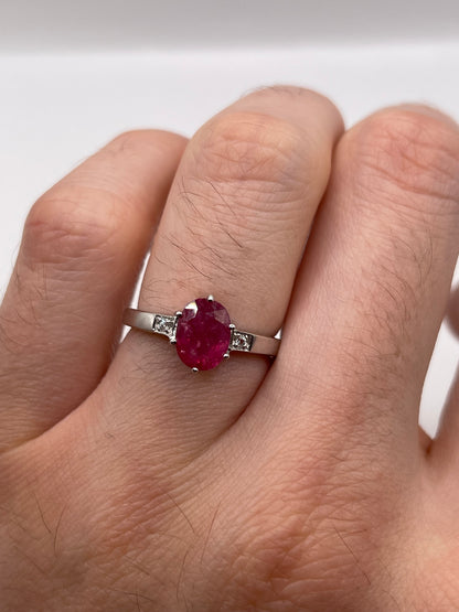 9ct white gold ruby and zircon ring