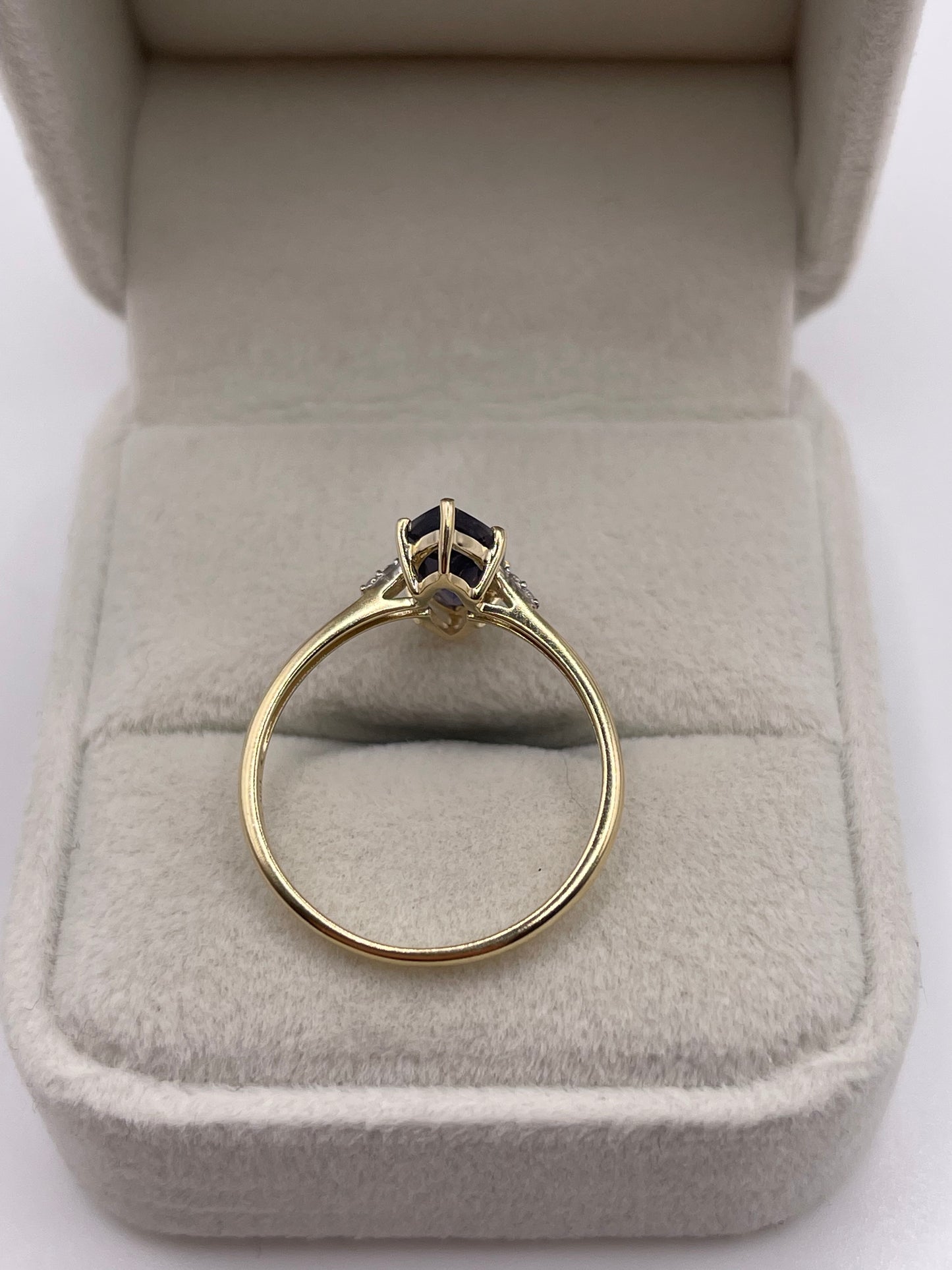 9ct gold iolite and diamond ring
