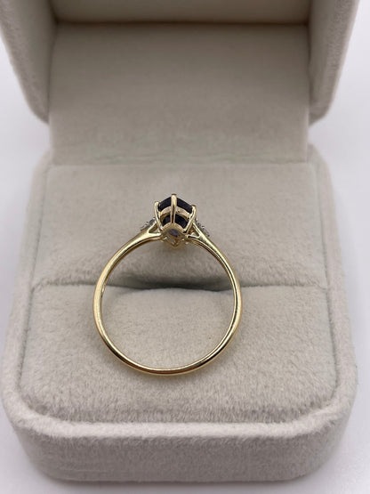 9ct gold iolite and diamond ring