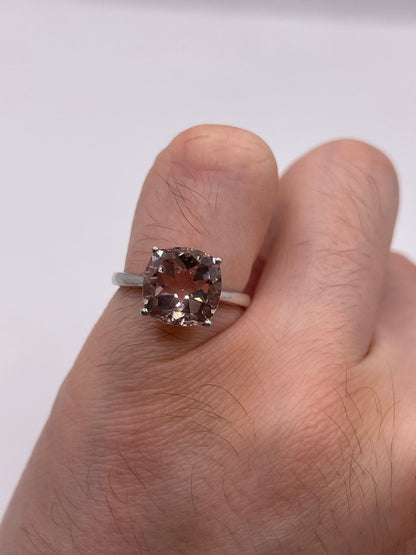 Silver morganite ring