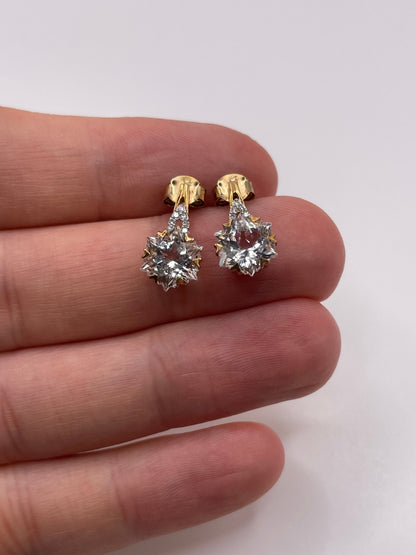9ct gold topaz and diamond earrings