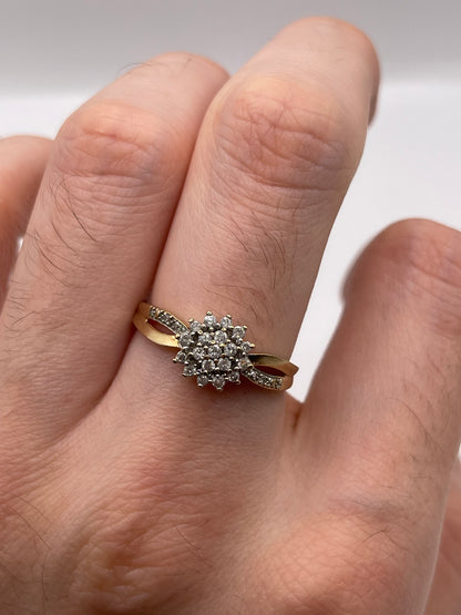 9ct gold diamond cluster ring