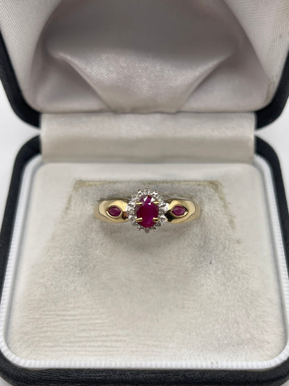 9ct gold ruby and diamond ring