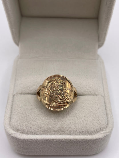 9ct gold St George medallion ring