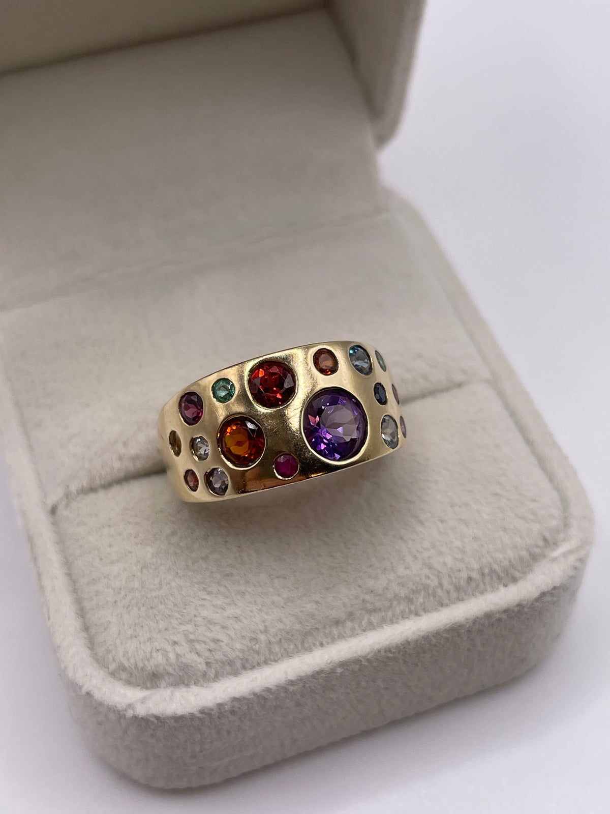 9ct gold multi gemstone cluster ring