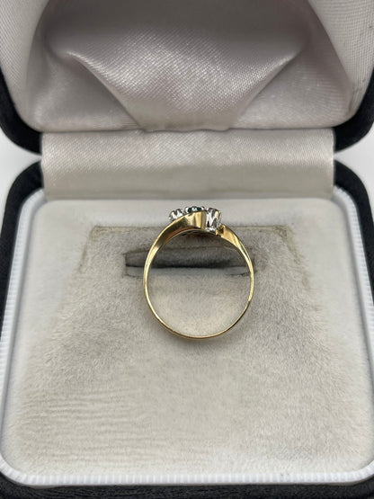 9ct gold emerald and diamond ring