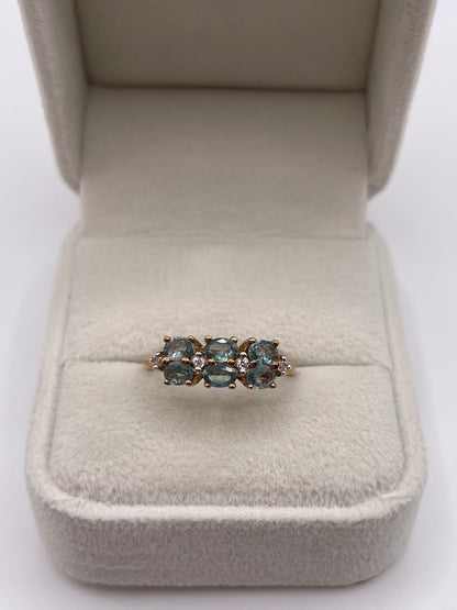 9ct gold alexandrite and zircon ring