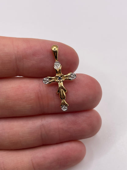 9ct gold sapphire and diamond cross pendant