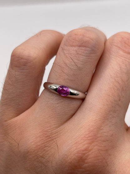 9ct white gold pink sapphire and diamond ring