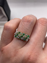 Load image into Gallery viewer, 9ct gold emerald and cz ring
