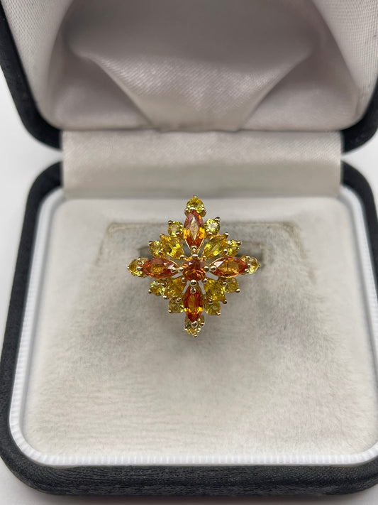 9ct gold citrine cluster ring