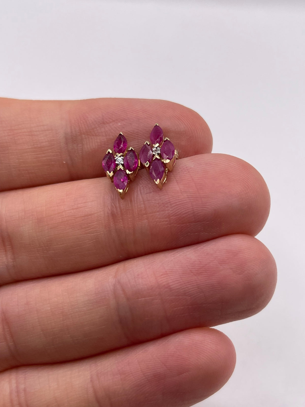 9ct gold ruby and dhamobd earrings