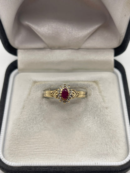 9ct gold ruby and diamond ring