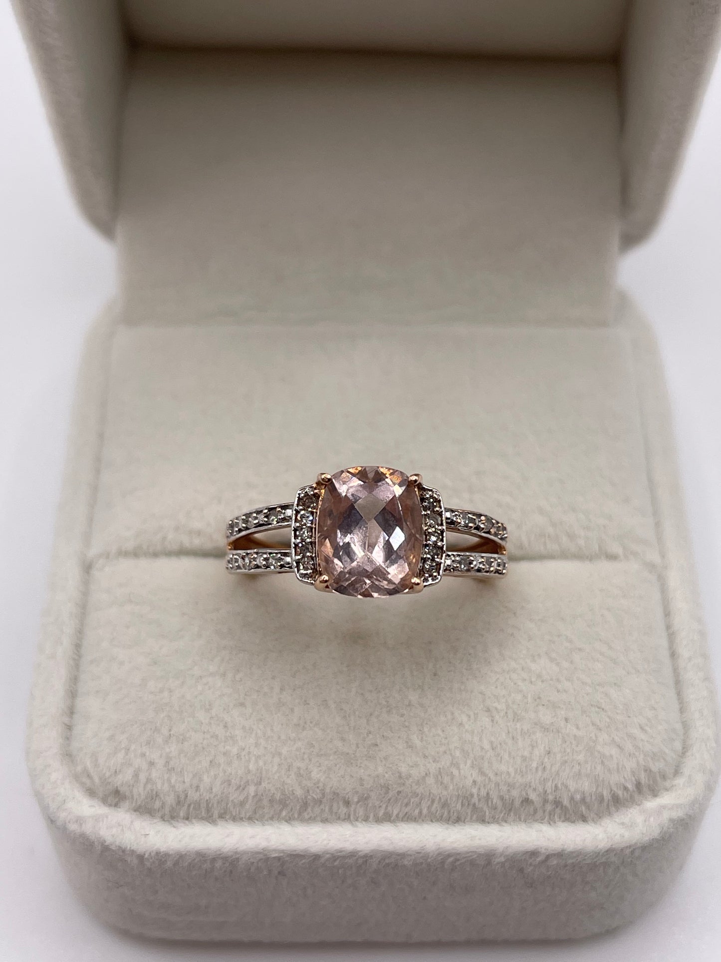 9ct rose gold morganite and diamond ring