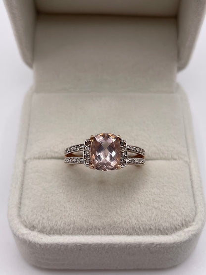 9ct rose gold morganite and diamond ring