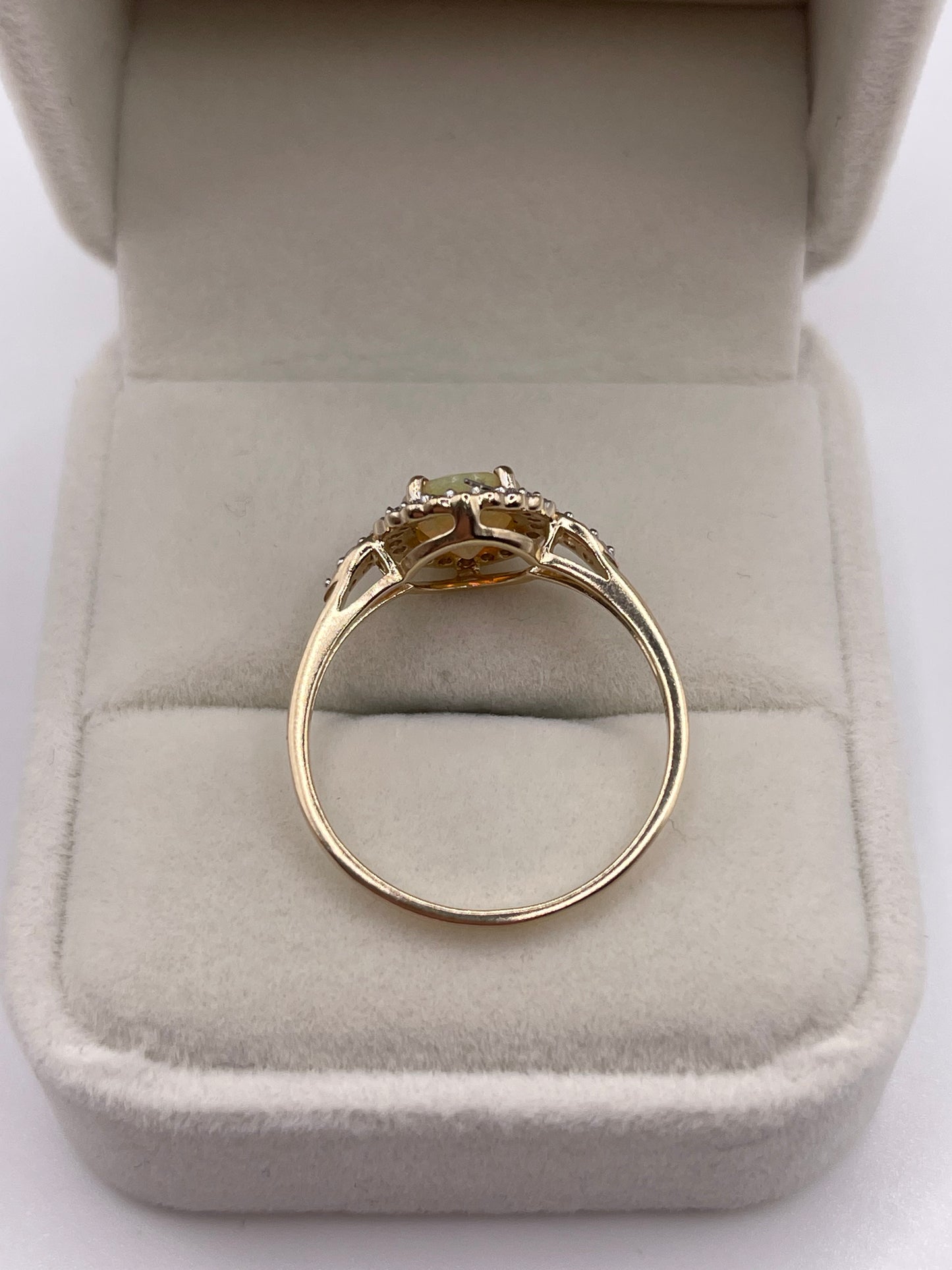 9ct gold opal and zircon ring