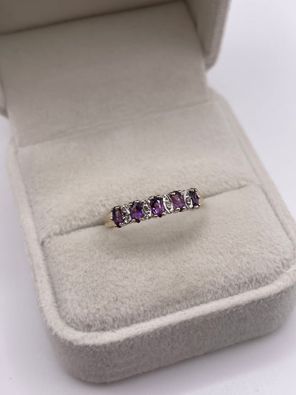 9ct gold amethyst and diamond ring