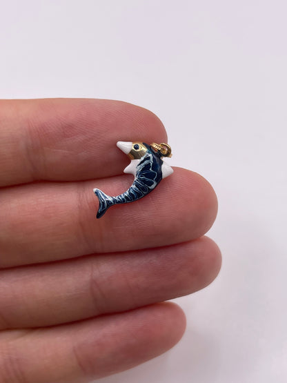 9ct gold enamel dolphin charm