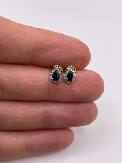 9ct gold sapphire and diamond earrings