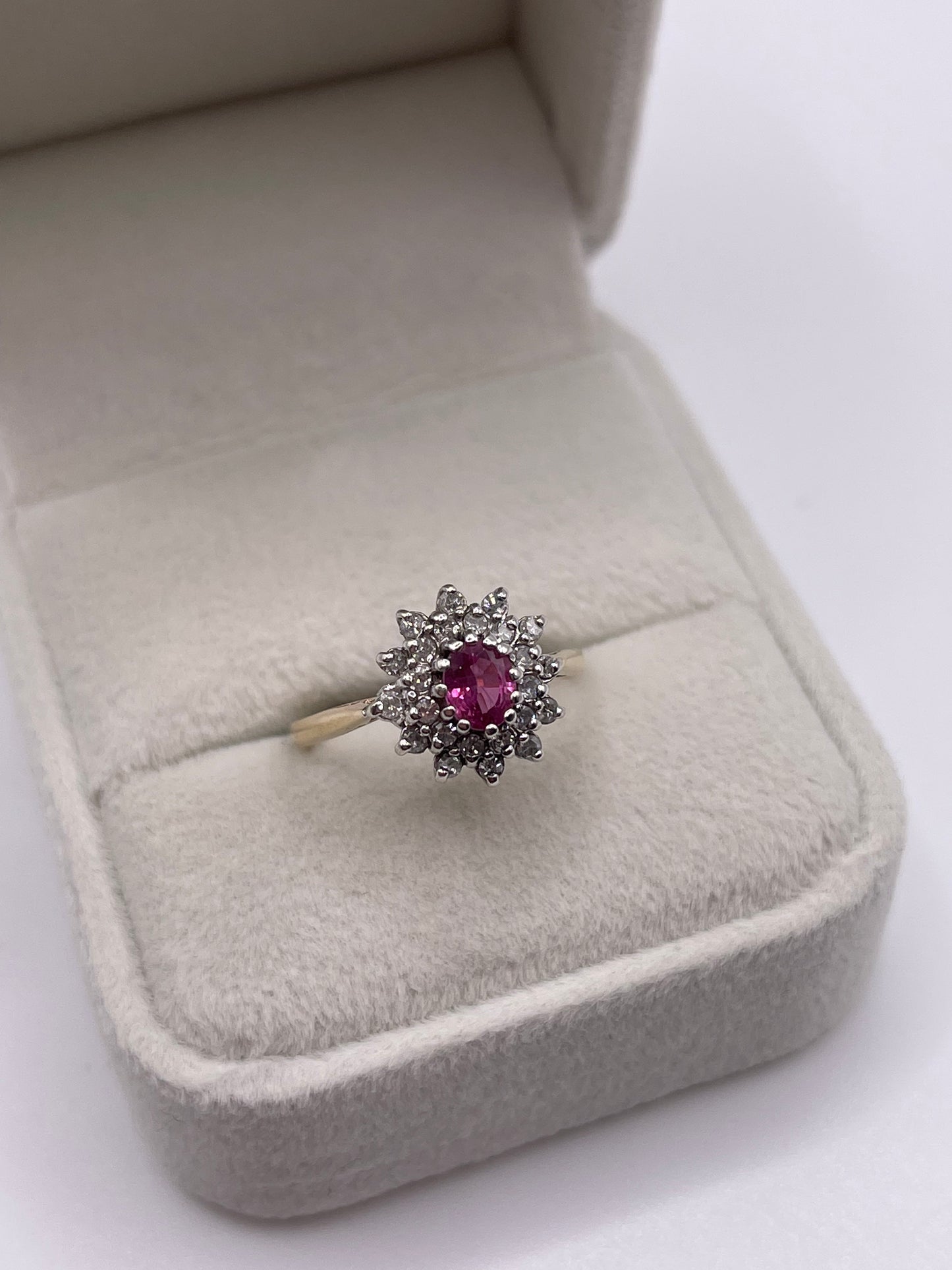 9ct gold ruby and diamond ring