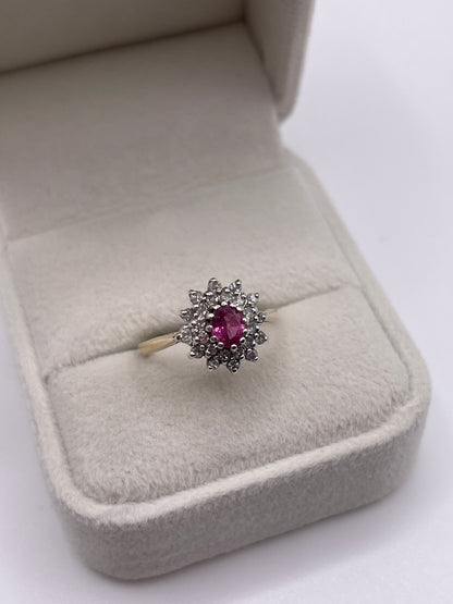 9ct gold ruby and diamond ring