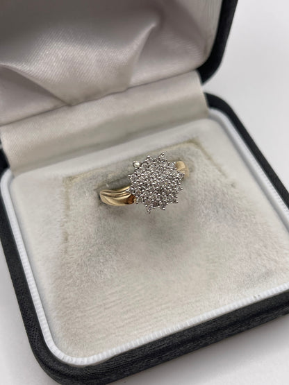 9ct gold diamond cluster ring
