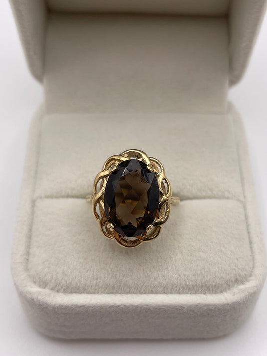 9ct gold Smokey quartz ring