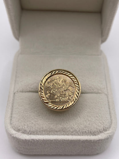9ct gold medallion ring