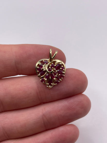 9ct gold ruby heart pendant