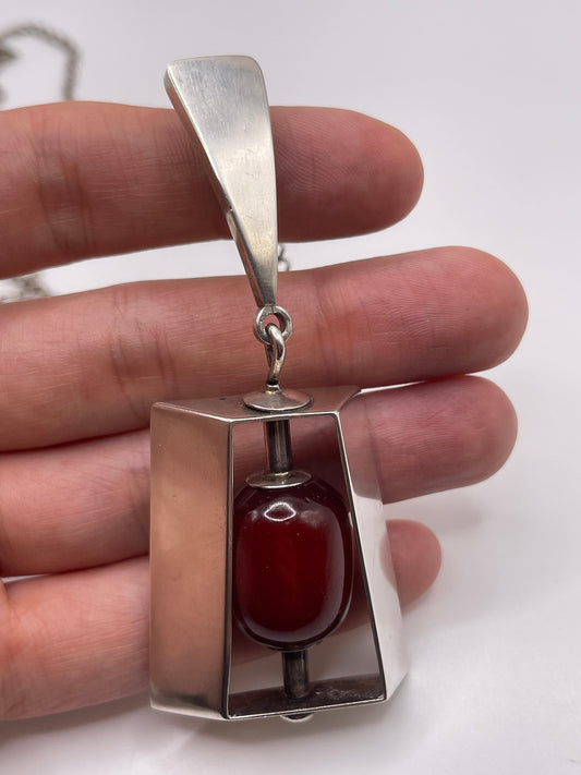 Silver amber necklace