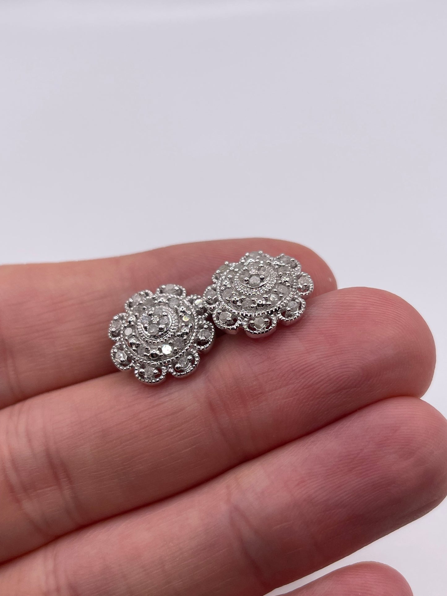Silver diamond earrings