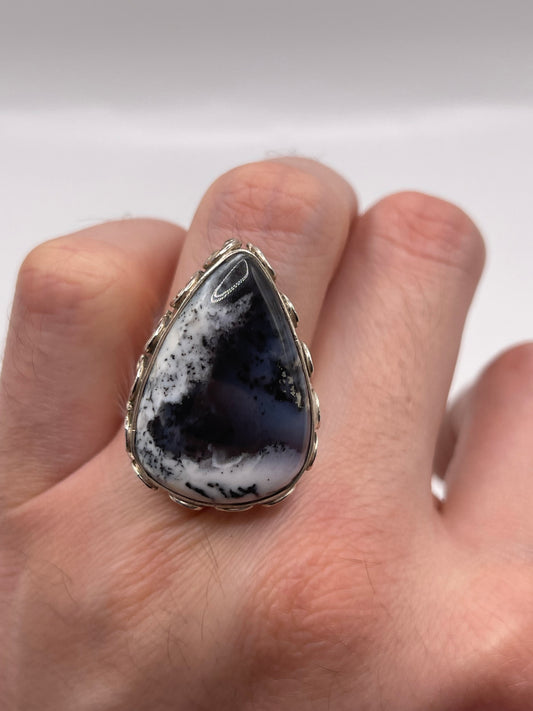 Silver gemstone ring