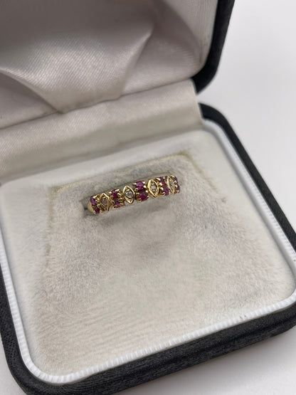 9ct gold ruby and diamond ring